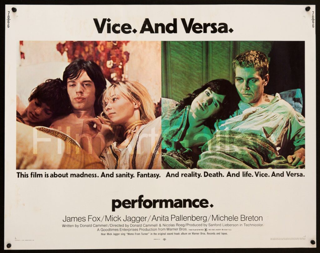Afiche promocional de "Performance" (1970) (Dir: Donald Cammell y Nicolas Roeg)